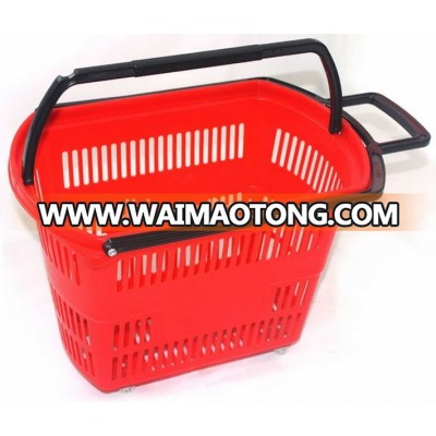 PP folding plastic shopping rolling basket